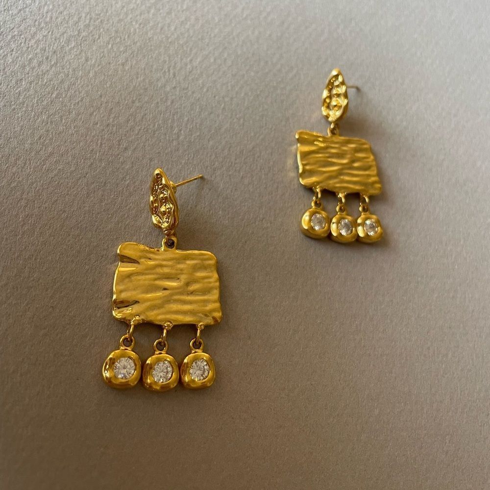 Anthropologie Gold Textured Earrings